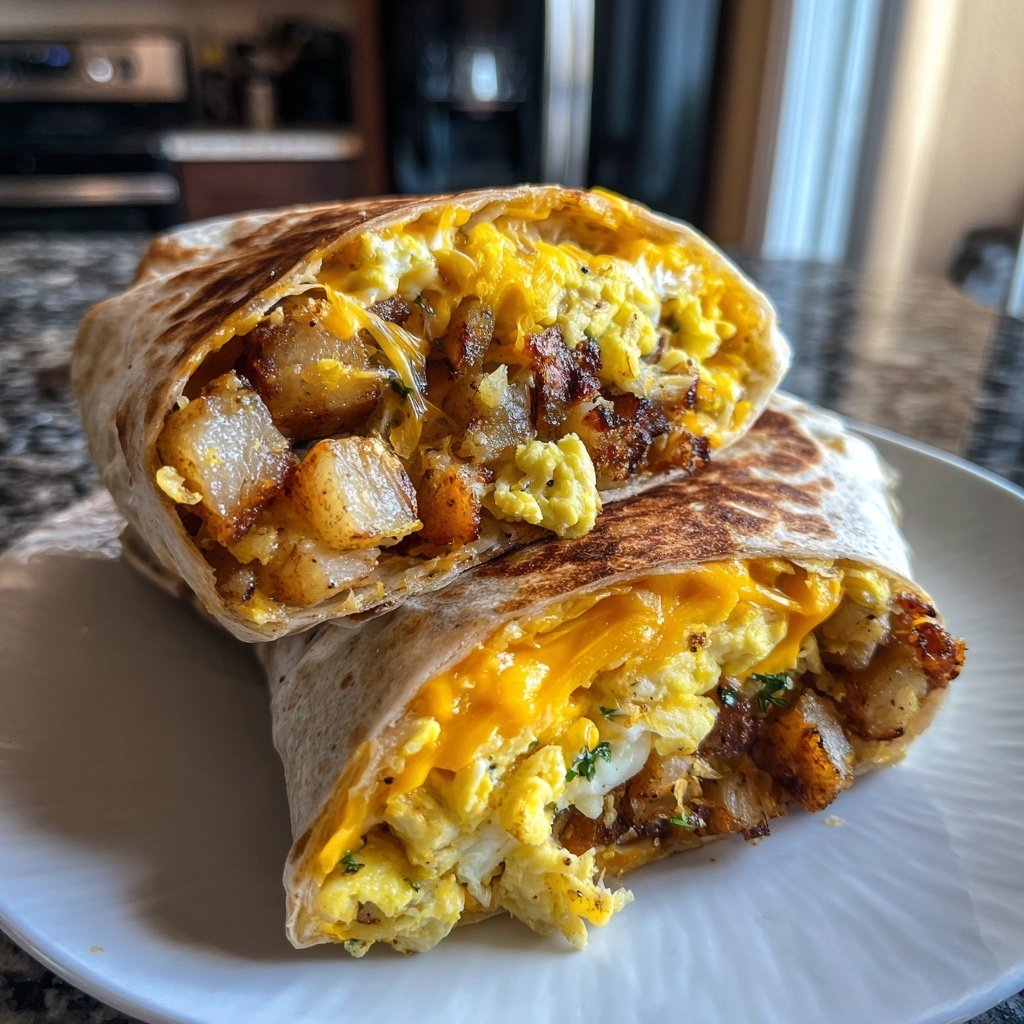 Cozy Winter Breakfast Burrito with Eggs and Potatoes​