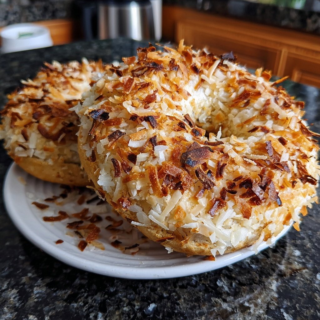 Protein Bagels with Coconut Flakes Topping