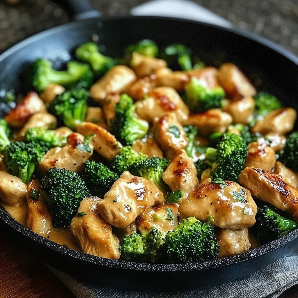 Creamy Garlic Chicken and Broccoli Skillet