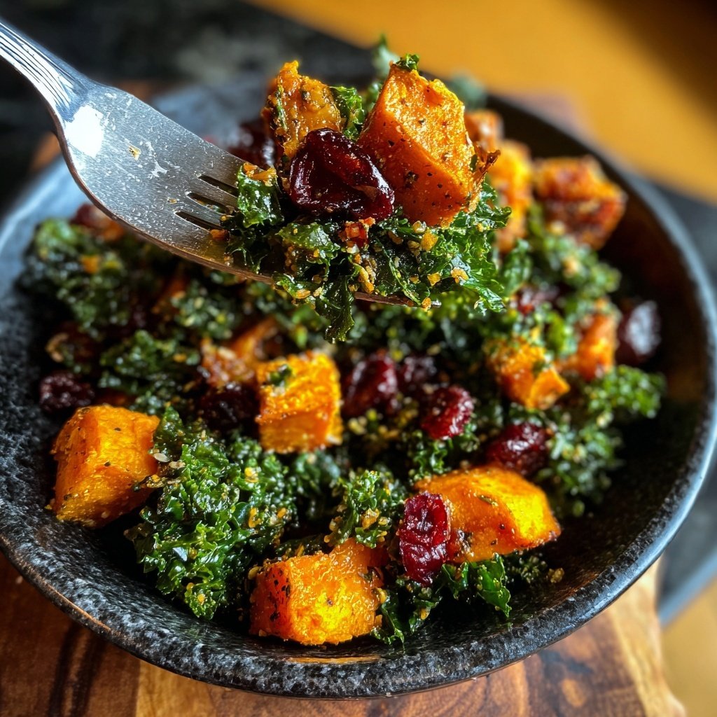 Kale Sweet Potato Salad with Cranberries