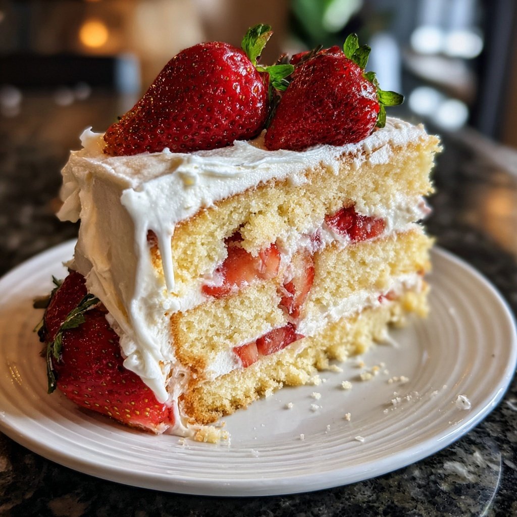 Soft & Fluffy Strawberry White Cake Recipe