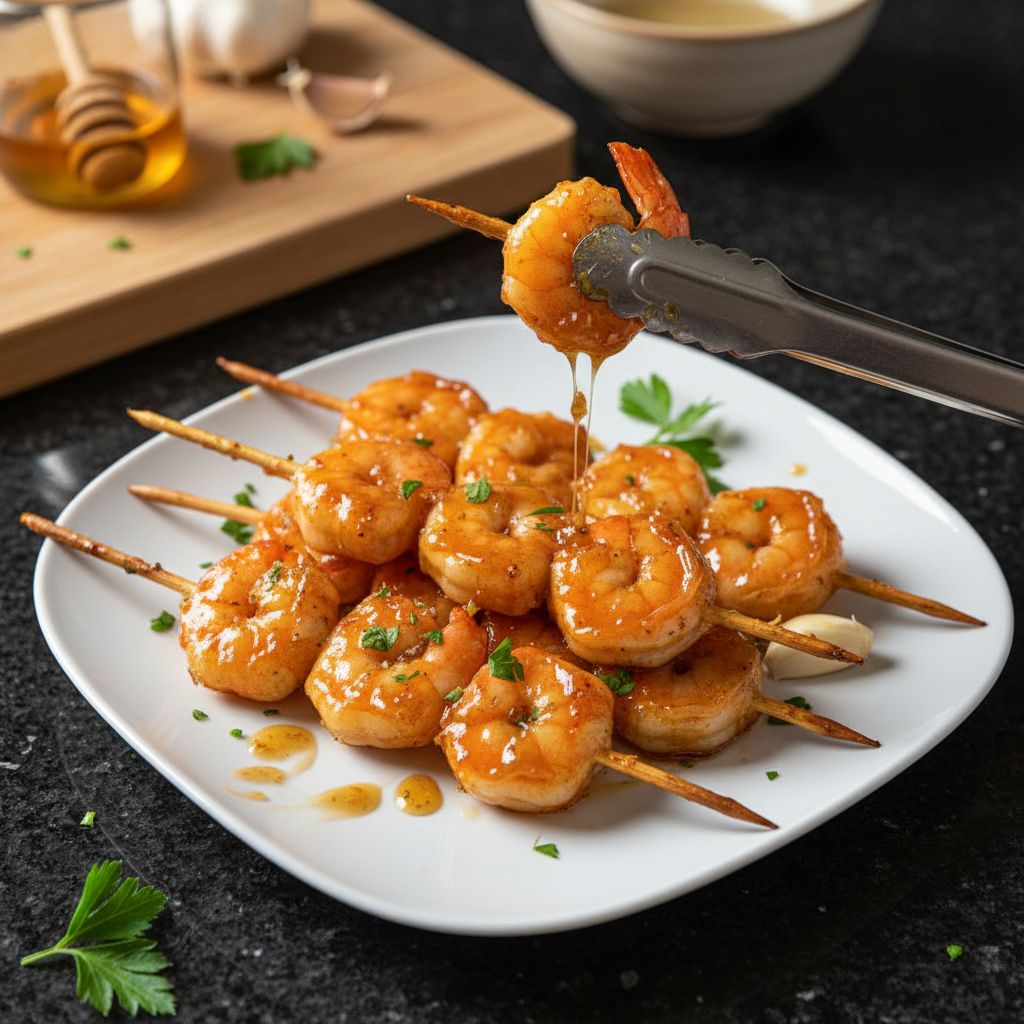 Honey Garlic Shrimp Skewers