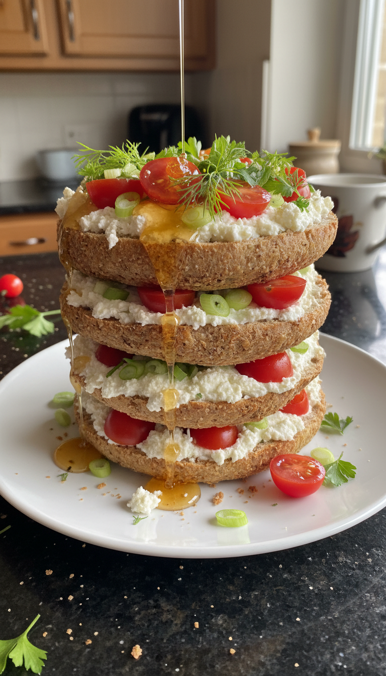 Cottage Cheese Bagel Stack Delight