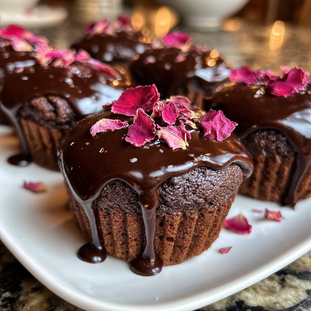 Chocolate Ganache Flower Cupcakes