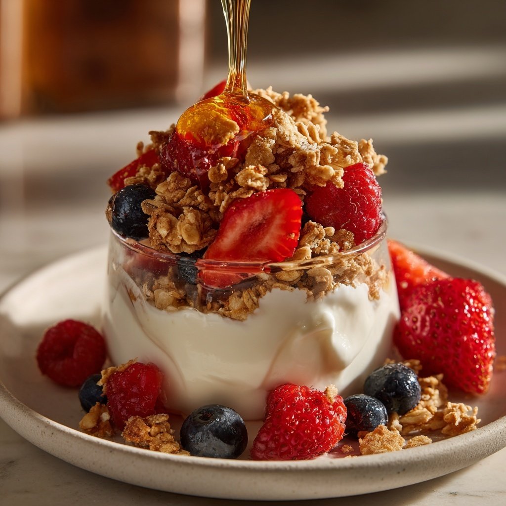Greek Yogurt Breakfast Parfait with Granola and Berries​