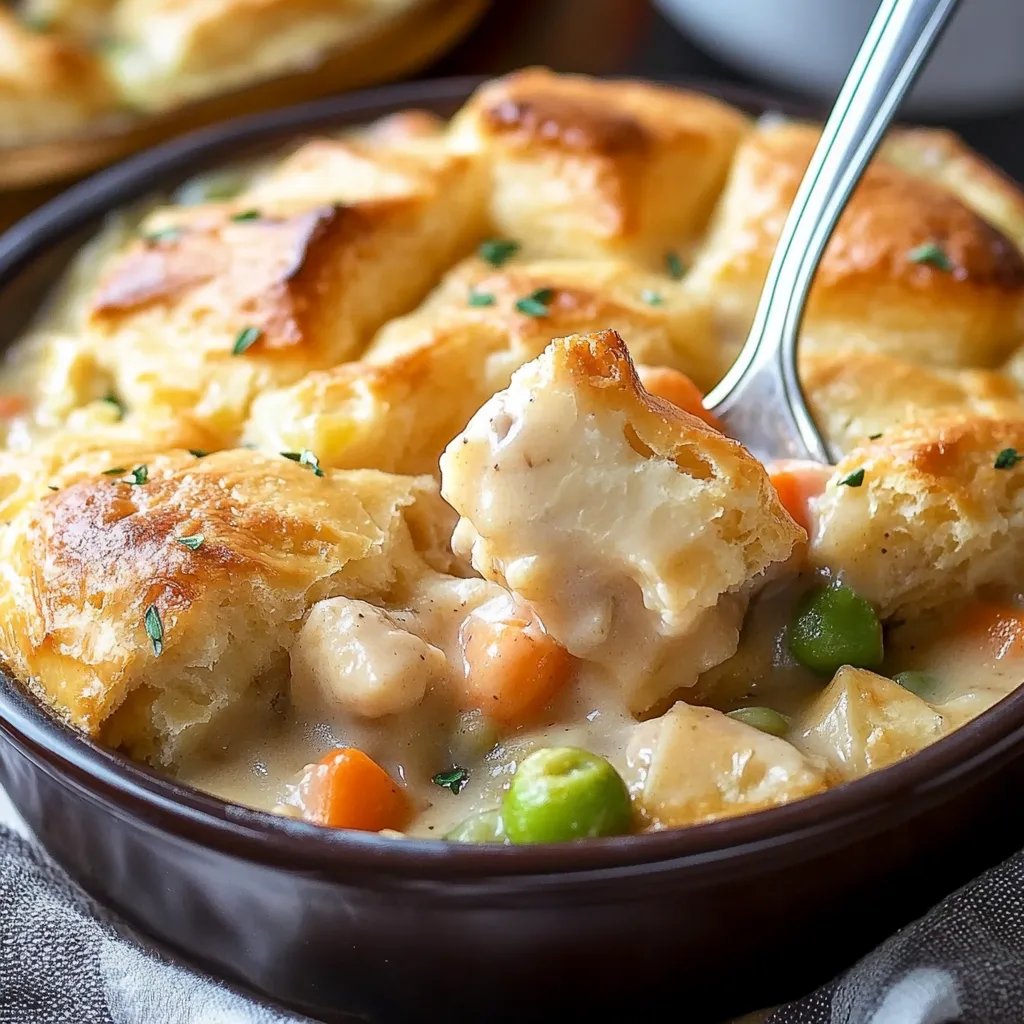 Chicken Pot Pie Casserole with Biscuits