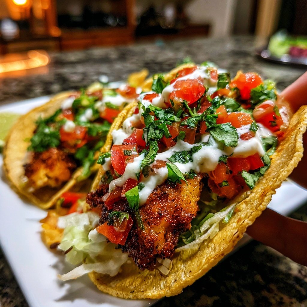 Fish Tacos with Lime Crema
