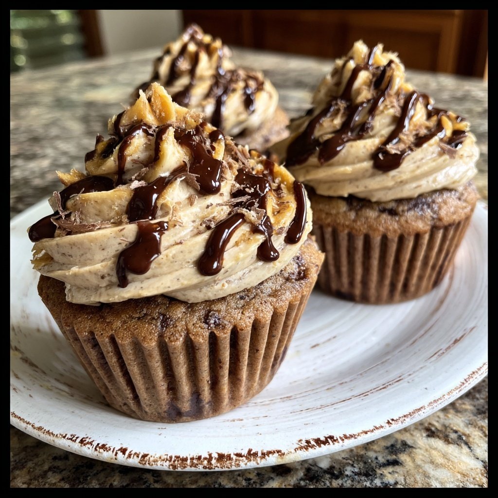 Chocolate Peanut Butter Banana Cupcakes
