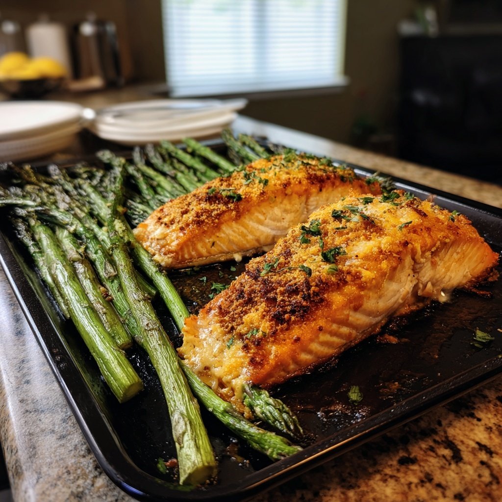 Baked Salmon Asparagus Tray