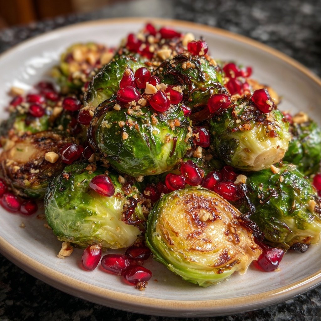 Brussels Sprouts with Pomegranate Hazelnuts