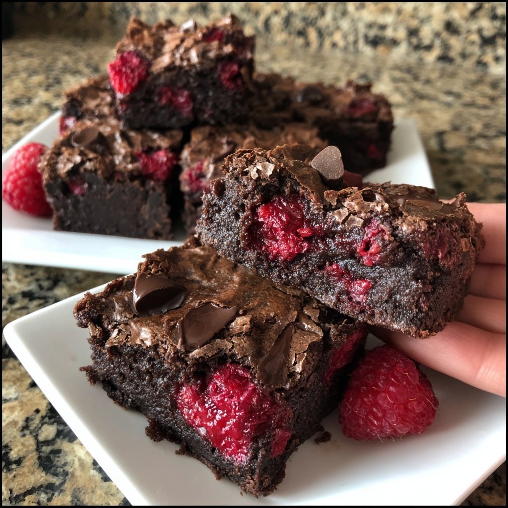 Chocolate Raspberry Fudge Brownies